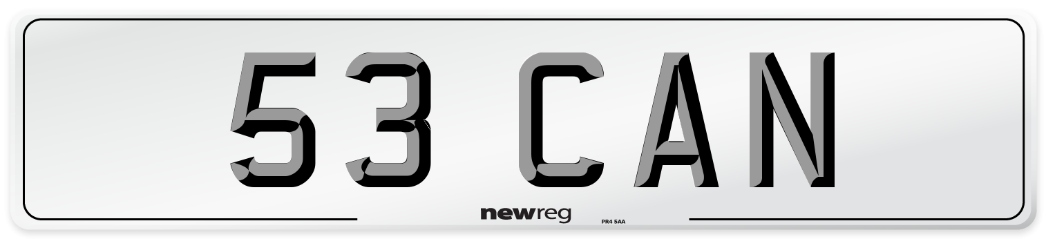 53 CAN Number Plate from New Reg